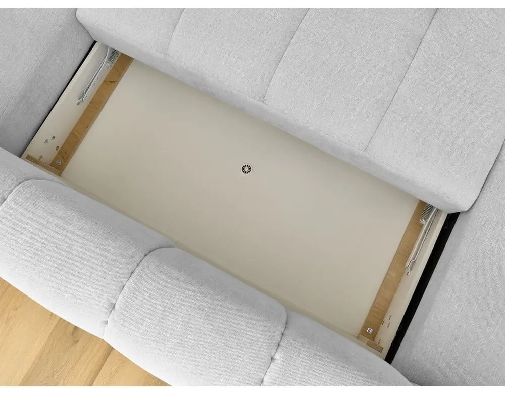 Svetlosivá rozkladacia/s úložným priestorom rohová pohovka (pravý roh/do tvaru "U") Fuji – Bobochic Paris