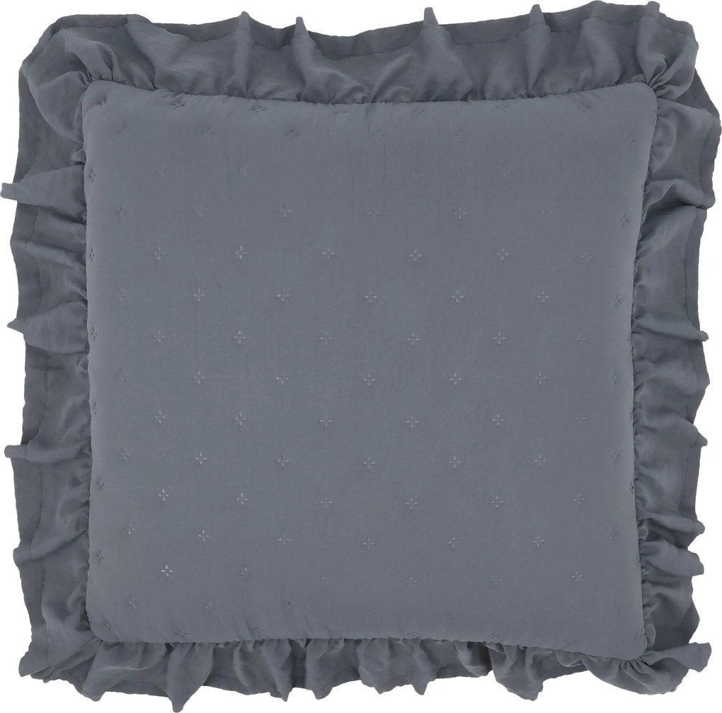 Sivá obliečka na vankúš s volánikovým okrajom Aix Soft – 50*50 cm