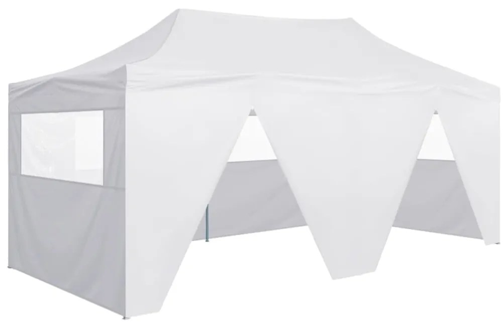 vidaXL Profesionálny skladací párty stan+4 steny 3x6 m, oceľ, biely