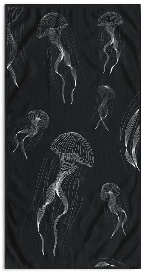 Čierno-biela plážová osuška 90x180 cm Jellyfish - DecoKing