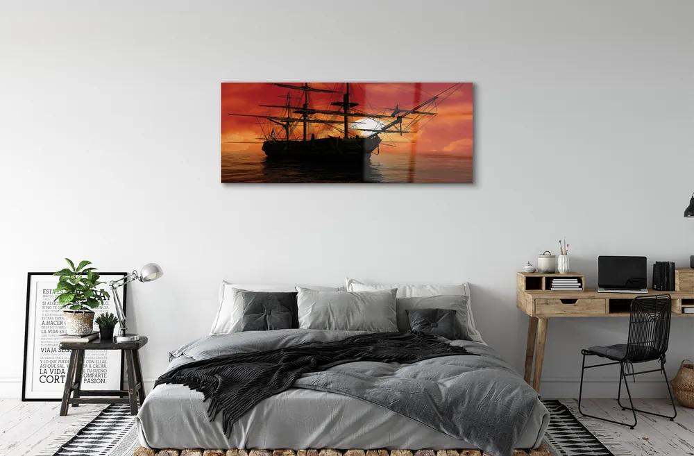 Obraz plexi Loď more neba mraky slnko 120x60 cm