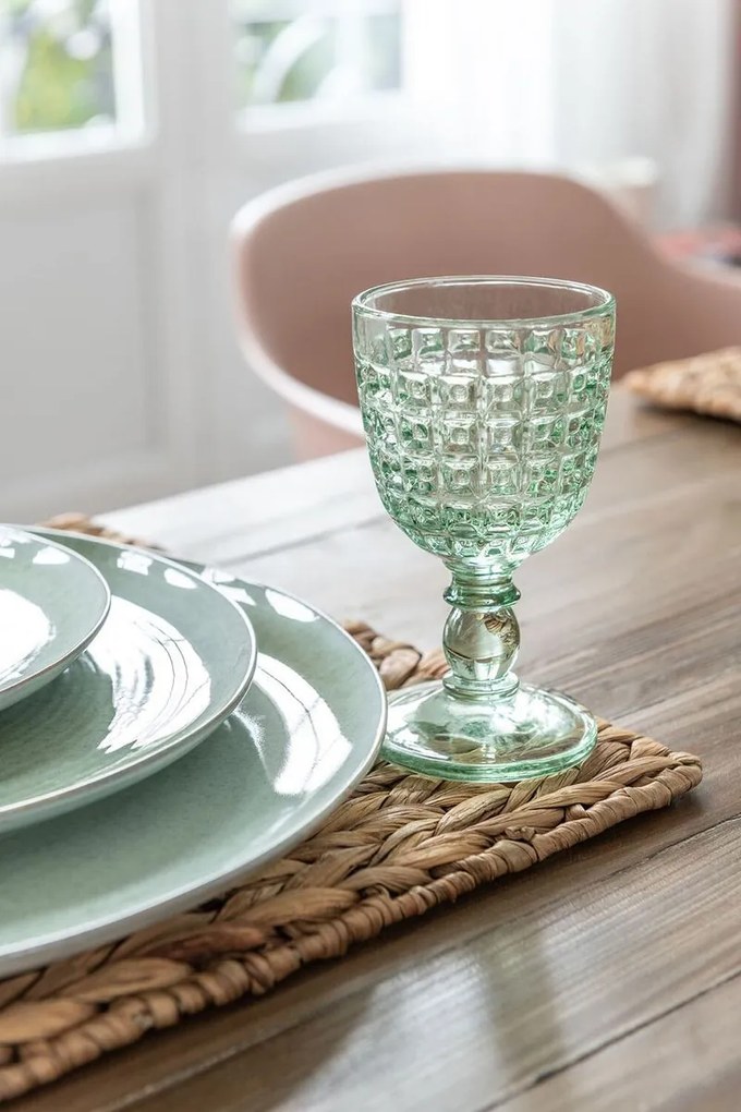 Reliéfny zelený pohár na nohe Embossed - Ø8*17cm / 200ml