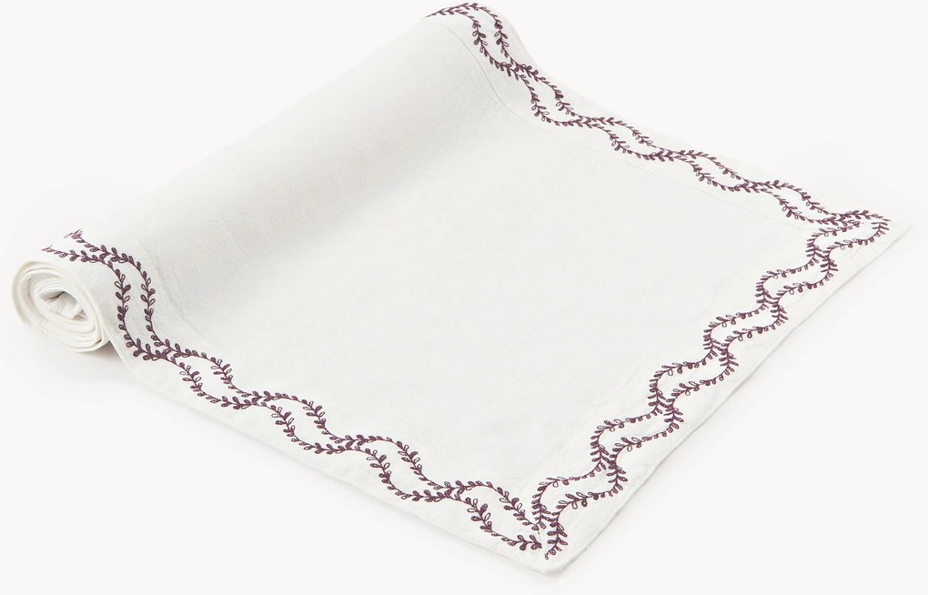 Behúň z vypraného ľanu's ručnou výšivkou Ivy