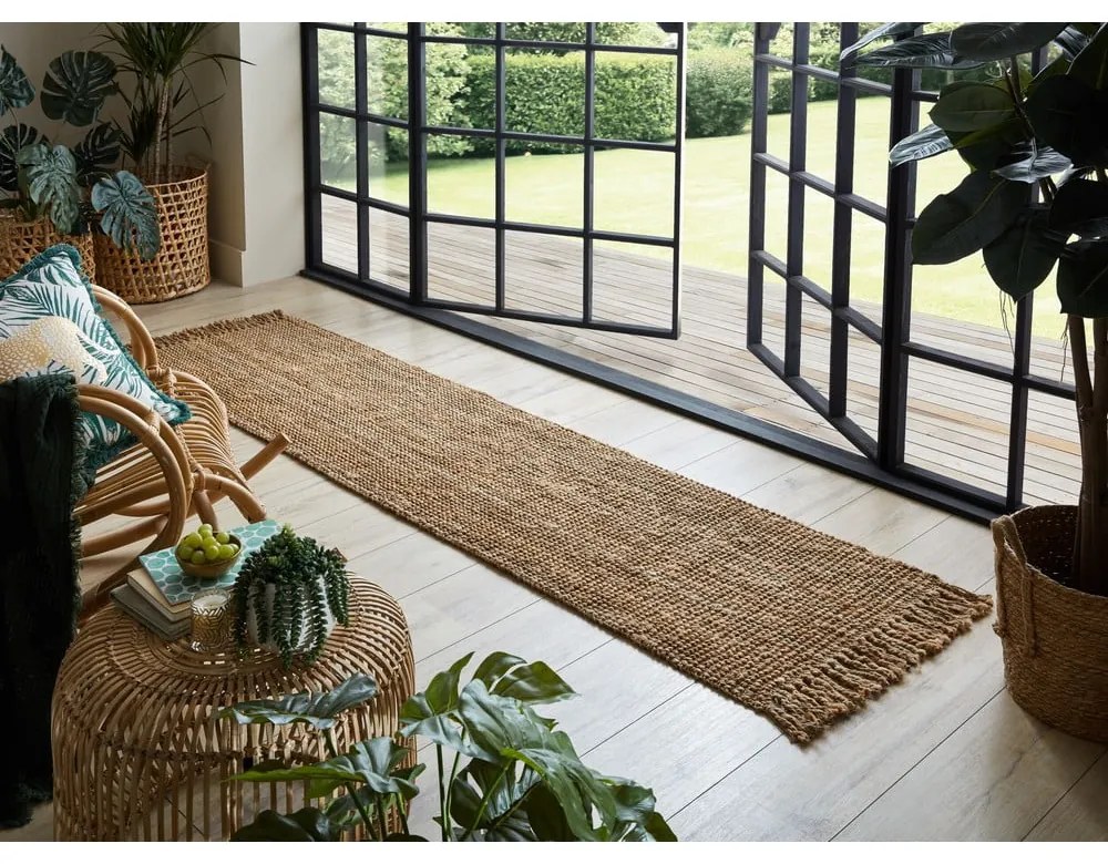 Ručne tkaný jutový behúň v prírodnej farbe 60x150 cm Jute Boucle – Flair Rugs