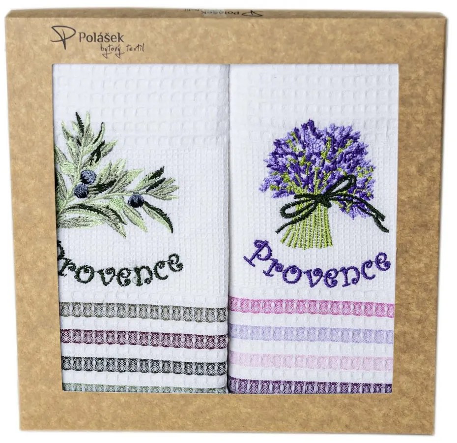 Polášek Vyšívaná vaflová utierka s motívom - 2 ks - Provence č. 4