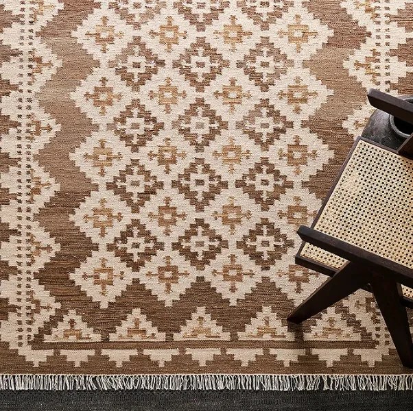 Ručne viazaný kusový koberec M. Kelim DE 2262 Brown Mix, 140x200, hnedá, chodba / predsieň, Diamond Carpets India