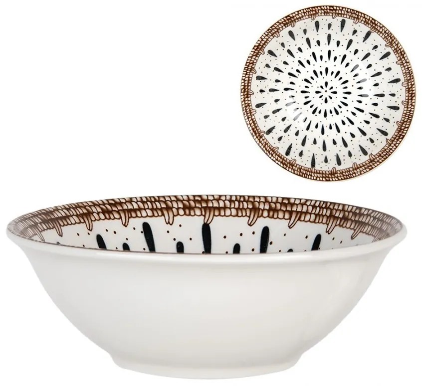 Biela keramická miska s čiernym vzorom Mibbo - Ø 15*5 cm / 350 ml