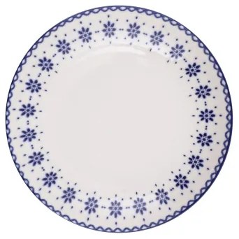24-dielna jedálenská súprava, biela/modrá, porcelán