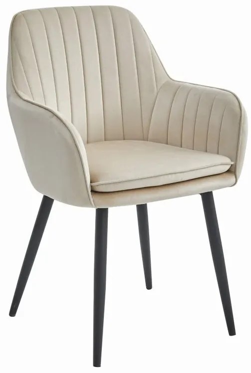 Stolička LUGO - béžový zamat / čierne nohy