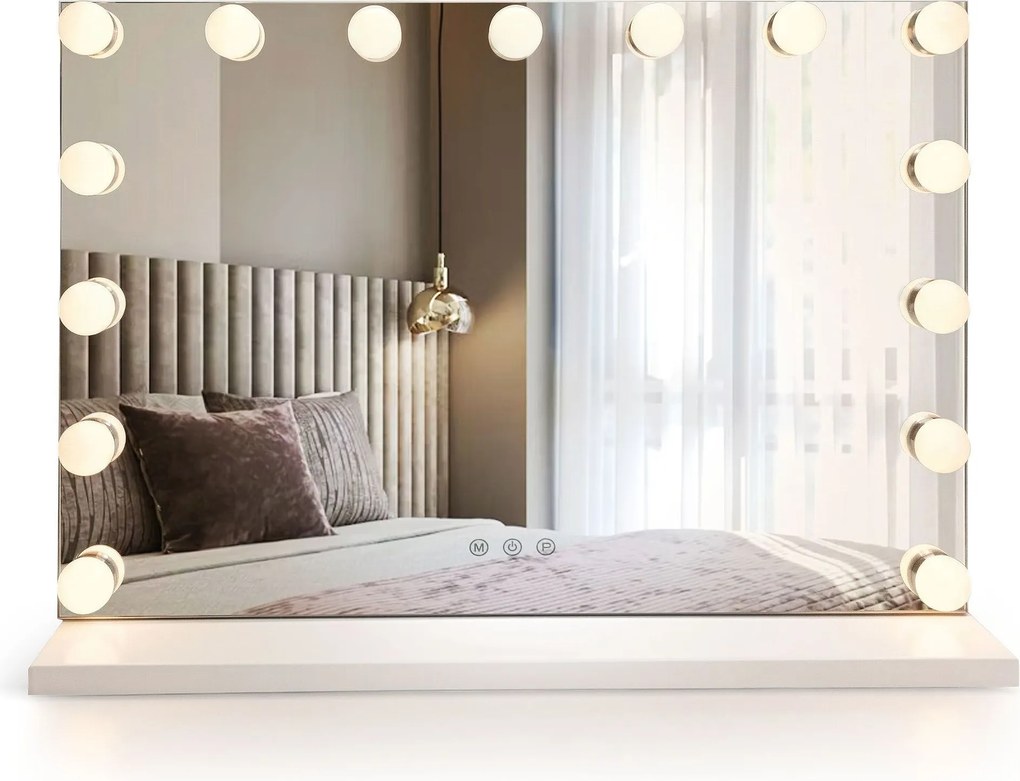 Rea Hollywood, LED zrkadlo, 58x45 cm, biela, HOM-12010