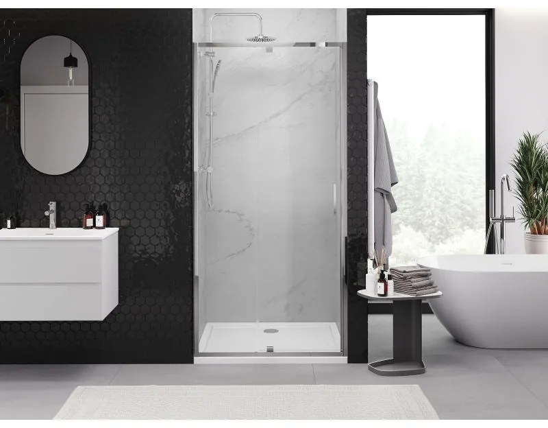 Mexen Exo, 1-krídlové dvere do otvoru 105x200 cm, 6mm číre sklo, chrómový profil, 819-105-000-01-00