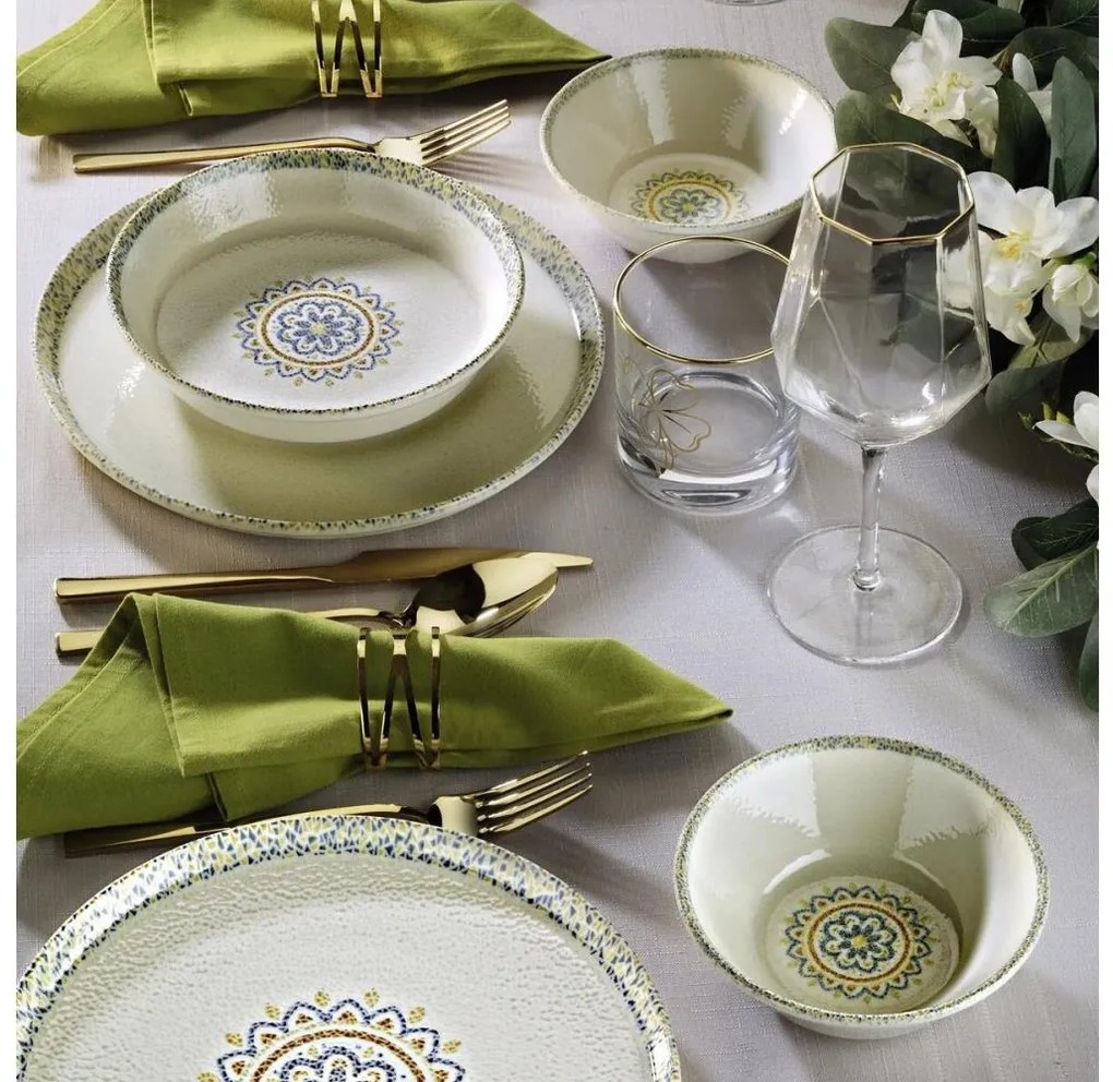 18-dielna jedálenská súprava, zelená/porcelán