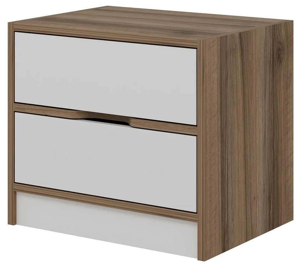 Nočný stolík Erich (orech + biela) . Akcia -17%. Vlastná spoľahlivá doprava až k Vám domov. 1102094