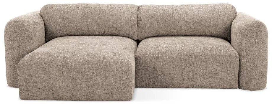 Svetlohnedá ženilková rozkladacia/s úložným priestorom rohová pohovka (ľavý roh/s leňoškou) Mele – Makamii