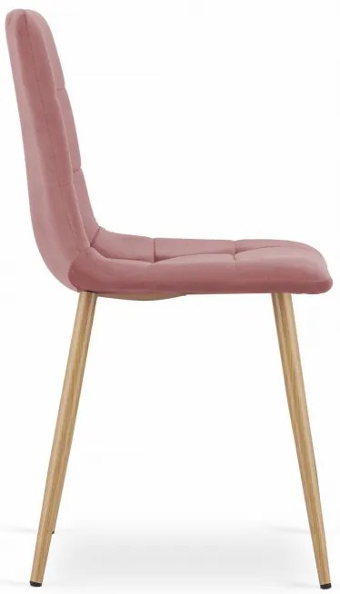 Set troch jedálenských stoličiek KARA - ružová (hnedé nohy) 3ks