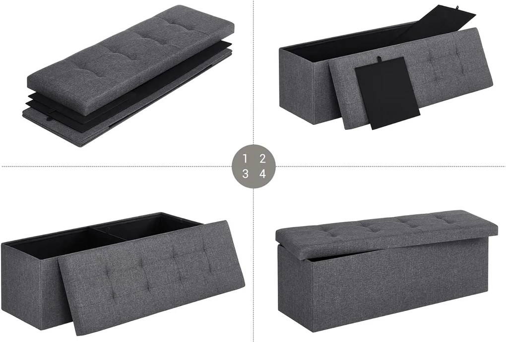Taburet s úložným priestorom OTTOMAN 110x38 cm, tmavosivý