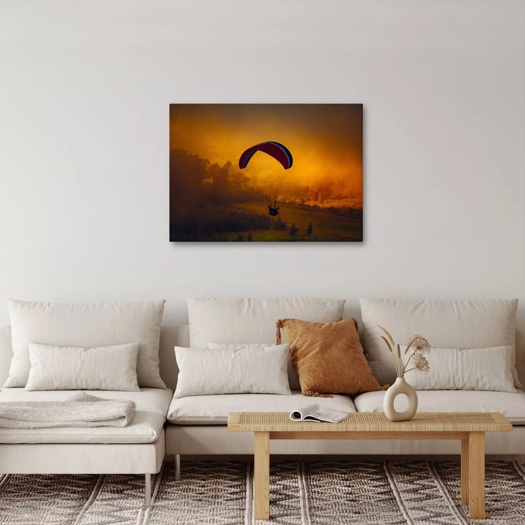 Obraz parašutistu v západe slnka (70x50 cm)