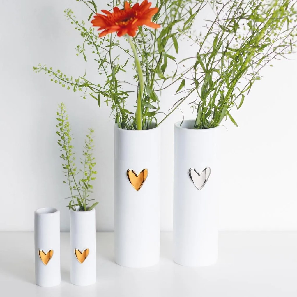 räder Porcelánové vázičky Silver Heart – set 2 ks