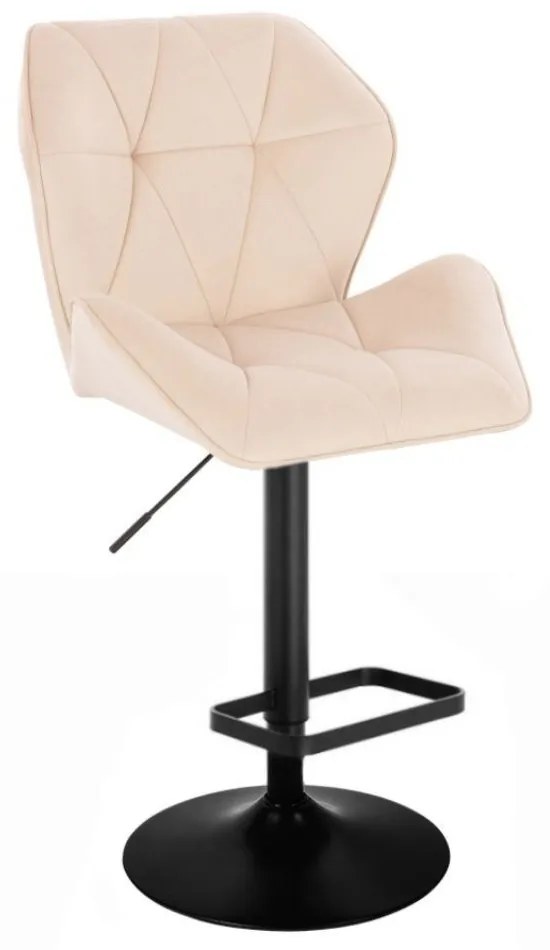 LuxuryForm DESIGN Barová stolička MILANO MAX VELUR na čiernom tanieri - krémová