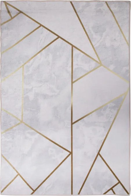 Protišmykový koberec MILANO 90028-01 sivý / zlatý