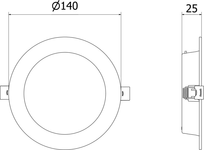 Mexen LDRR, LED stropné svietidlo na zapustenie, priemer 12 cm 14 cm, 9W, studená - 6500K, 720 lm, čierna - L210-014-0965-70