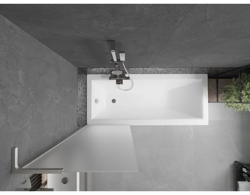 Mexen Next L, 1-krídlová vaňová zástena 60 x 150 cm, 6mm sklo námraza, 6mm číre sklo, profil brúsená oceľ, 895-060-000-03-30-97