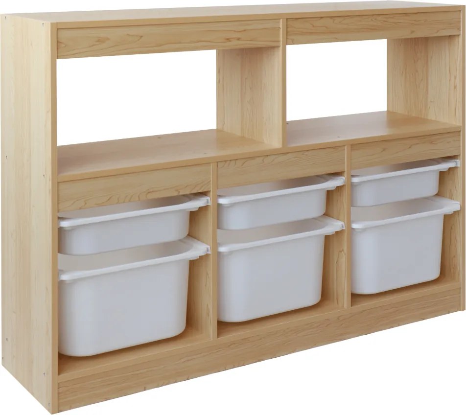 Organizér s úložnými boxami, dub/biela, TRIVIX