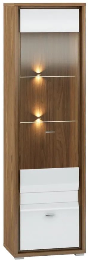 Vitrína 60 Dallas 09 Orech/Biely lesk/Biely