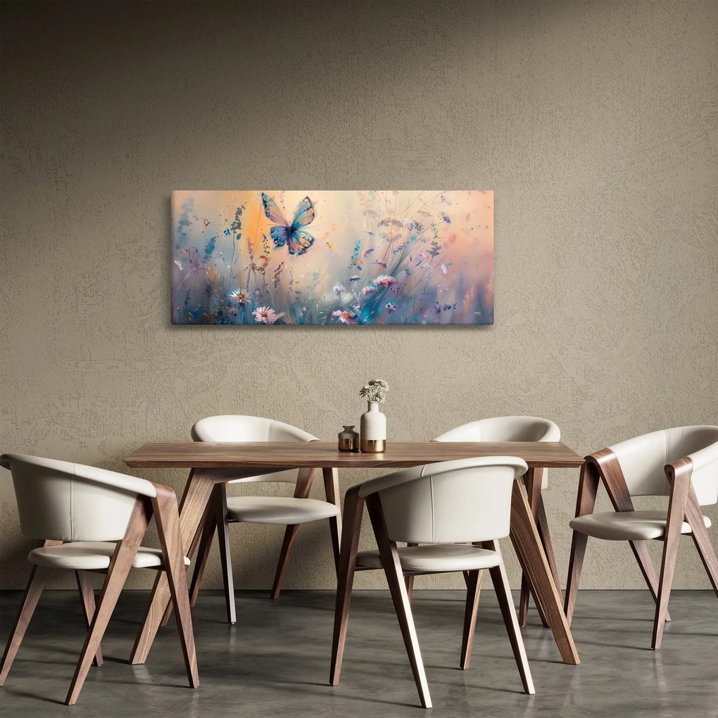 Obraz - Lúka s motýľom II. (120x50 cm)