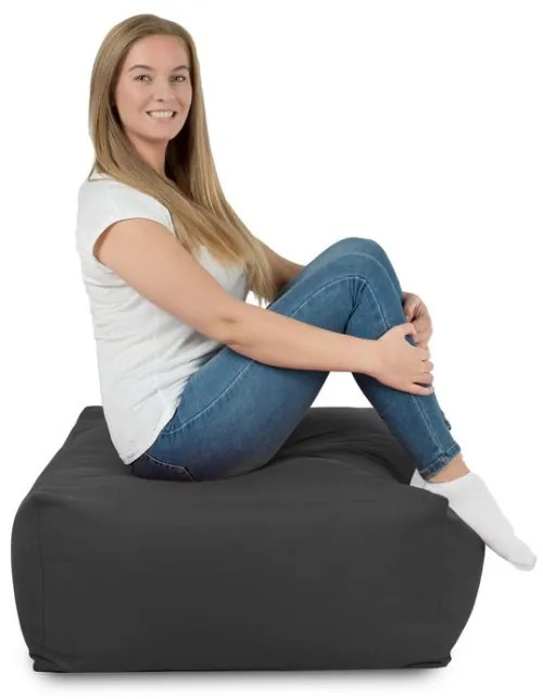 Plyšová taburetka kocka sivá