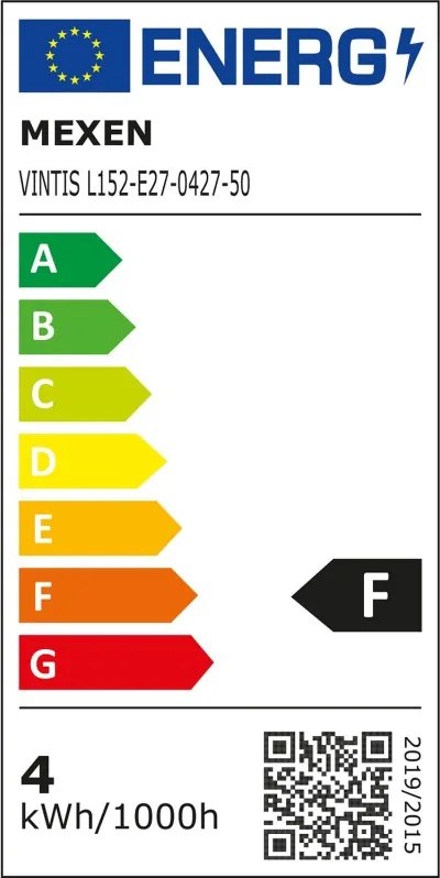 Mexen Vintis, LED filamentová žiarovka E27, ST64, 4 W, teplá biela 2700K, jantárová, L152-E27-0427-50