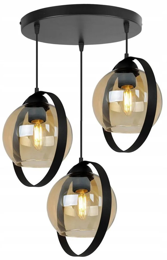 Závesné svietidlo Haga Ring, 3x medové sklenené tienidlo (výber z 3 farieb uchytenia), o