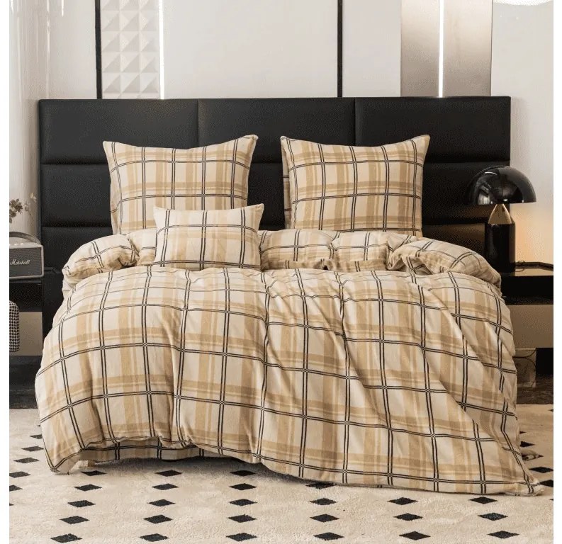 Obliečky mikroplyš PLAID krémové Rozmer obliečky: 2 ks 70 x 90 cm | 200 x 220 cm