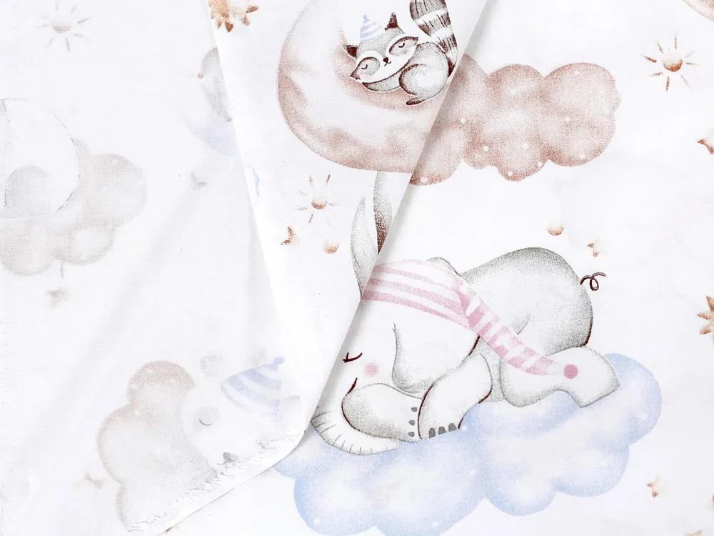 Biante Detský bavlnený záves Sandra SA-368 Spiace zvieratká na oblohe 150x140 cm