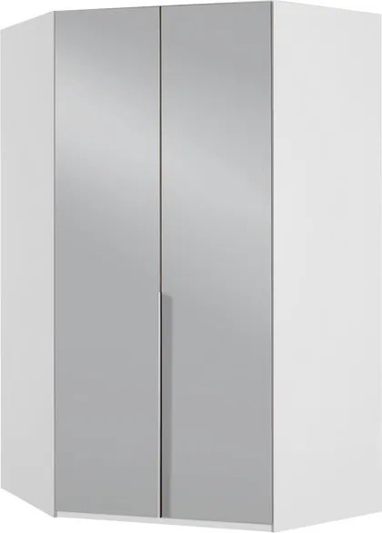 Rohová šatníková skriňa New York D, biela / zrkadlo / osvetlenie