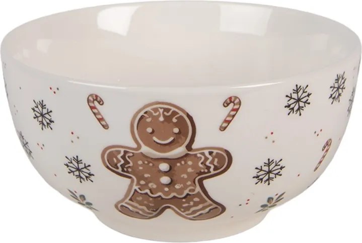 Biela porcelánová miska s perníčkom Gingerbread Magic - Ø 14*7 cm / 500 ml
