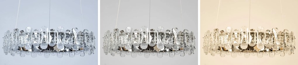 Toolight Toolight, LED závesné svietidlo s krištáľmi APP1041-CP + diaľkové ovládanie, chrómová, OSW-09472