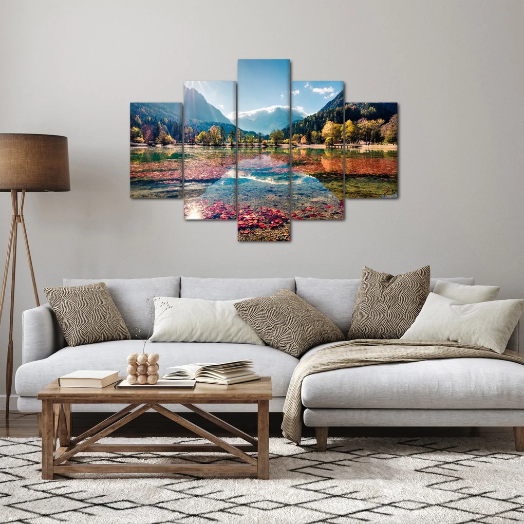Obraz - Jazero Jasna, Gozd Martuljek, Julské Alpy, Slovinsko (150x105 cm)