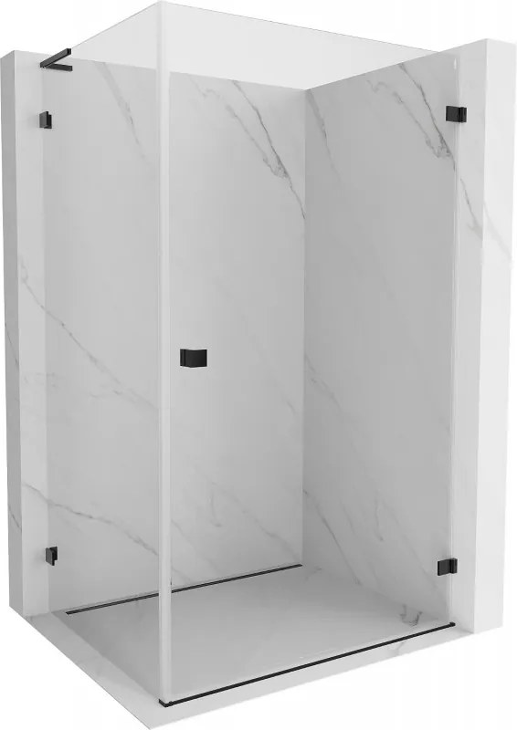 Mexen Lunar-B L pravý výklopný sprchový kút 90 x 80 cm, číre sklo, čierna matná, 832L-090-080-66-00-P