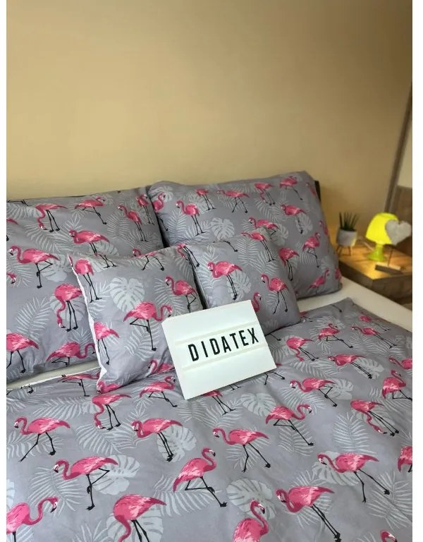 Flamingo obojstranné bavlnené obliečky DeLuxe Rozmer obliečok: 140x200 cm, Obsah balenia: Set Balenie