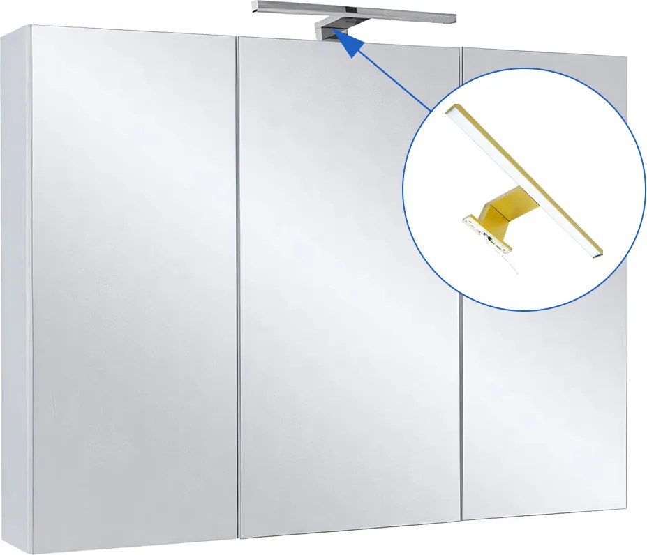 Comodo Zrkadlová skrinka Ticino 80 ZS LED-G s osvetlením Any LED 30 G, zlatá