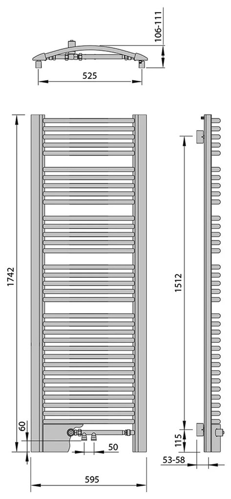 Sapho, EGEUS vykurovacie teleso 595x1742mm, 1031W, bronz, GG617BR