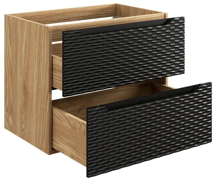 Závesná skrinka pod umývadlo Ocean 70 cm dub olejovaný/čierna