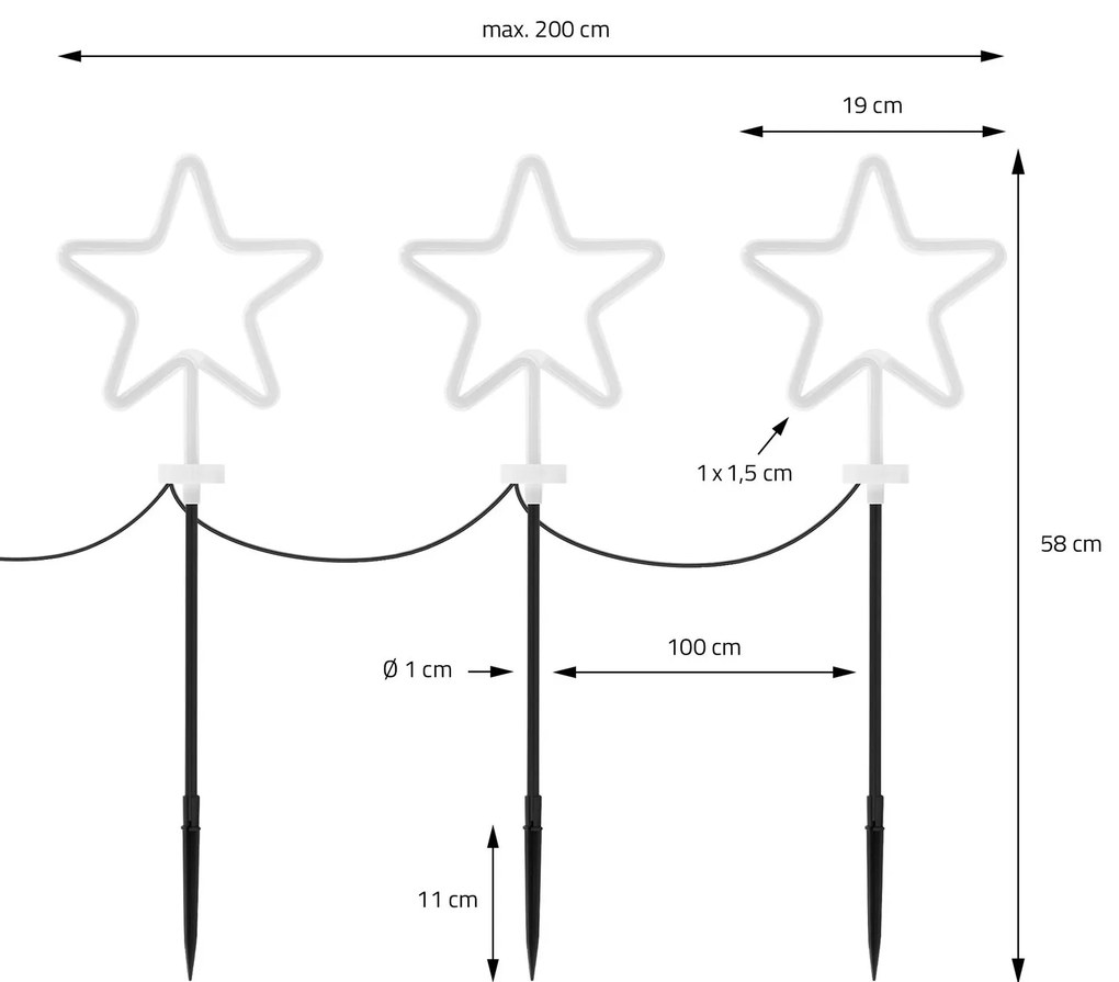 Sada 3 ks LED vánočních dekorací Lester teplá bílá