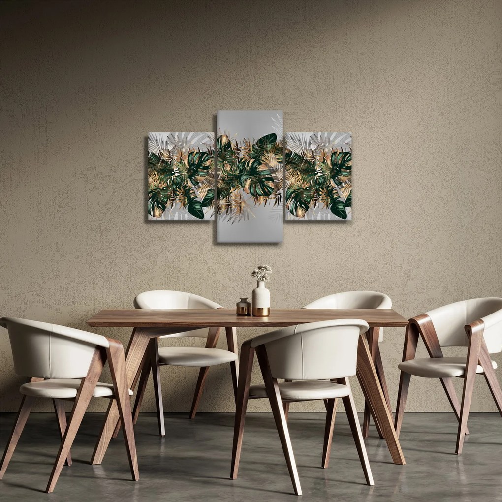 Obraz - Zlato-zelené tropické listy (90x60 cm)