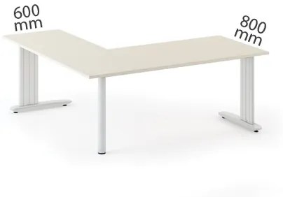 Rohový kancelársky písací stôl PRIMO FLEXIBLE 1800 x 1400 mm, breza