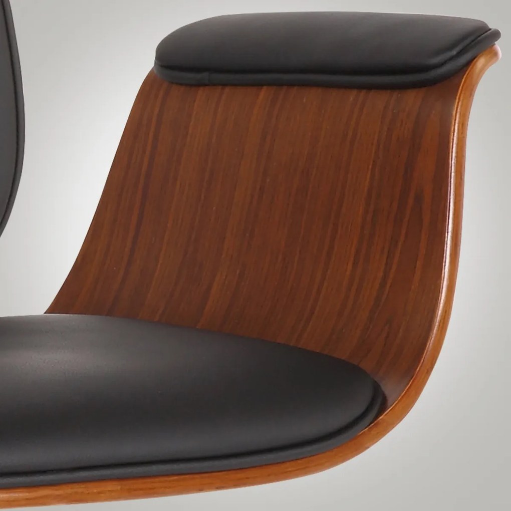 Design-Shop Kancelárska stolička Kemberg - koženka, drevo orech - Čierna