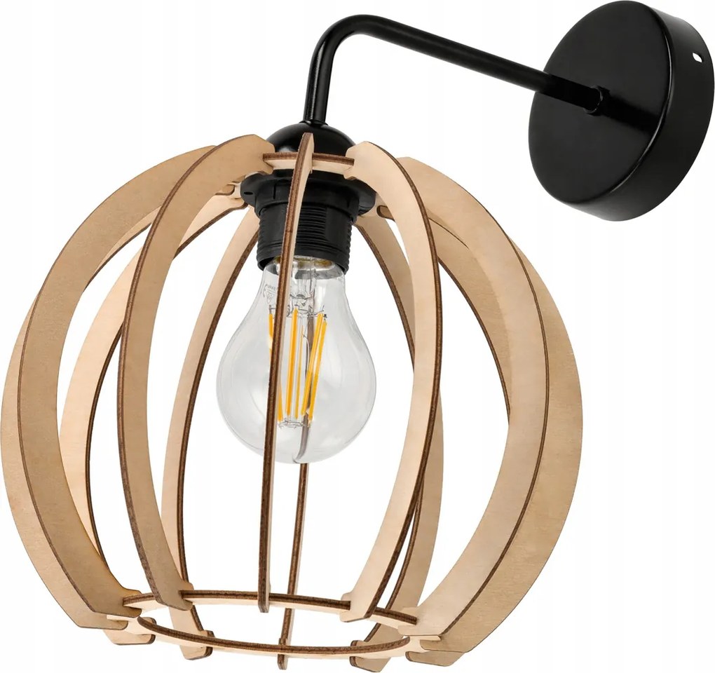 Nástenné LED svietidlo 1x E27 LOFT edison nad zrkadlo drevená guľa