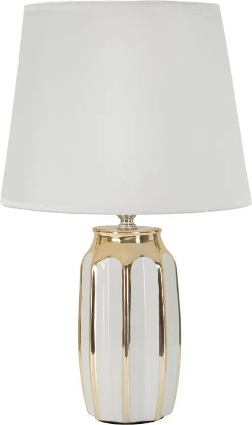 Biela/v zlatej farbe keramická stolová lampa s textilným tienidlom (výška 40,5 cm) Cassy – Mauro Ferretti