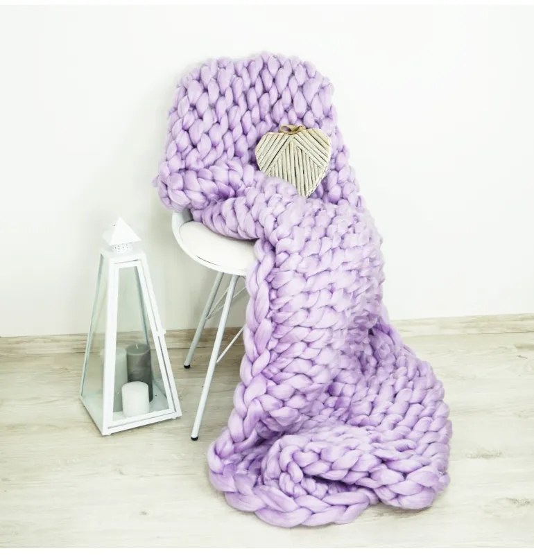 Pletená deka fialová 120 x 150 cm EMI